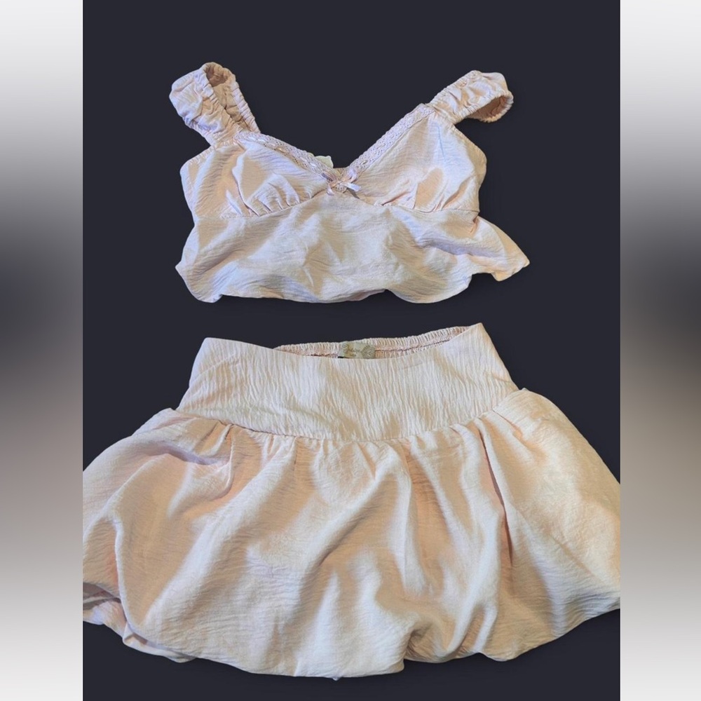 Lace corset style too and skirt set